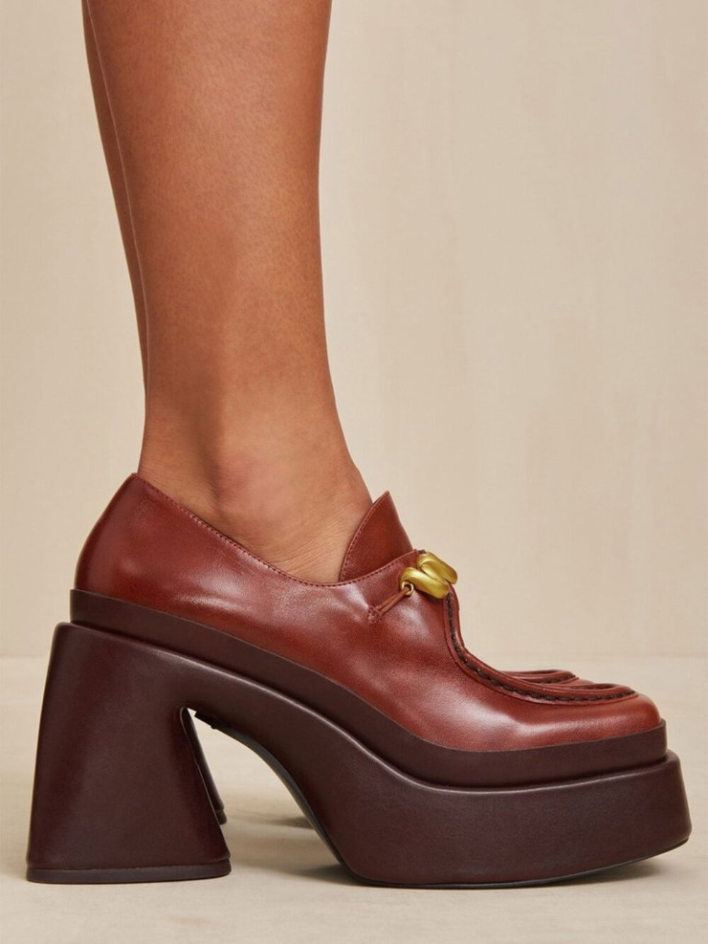 Cult Gaia | Esa Mahogany Platform Loafers, Size: 37, NWT/Shoe Box + Dust Bag